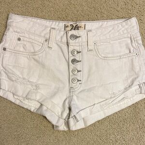 We The Free Button-Up White Jean Shorts